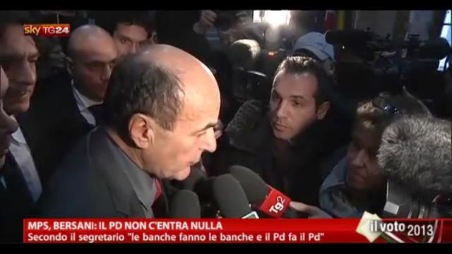 MPS, Bersani: il Pd non c'entra nulla