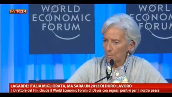 Lagarde: Italia migliorata, ma sarà un 2013 di duro lavoro