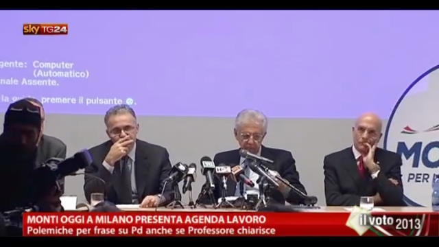 Monti oggi a Milano presenta agenda lavoro