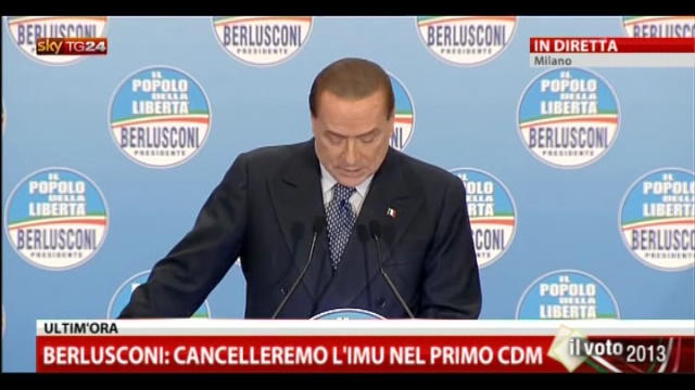 Berlusconi: in primo CdM restituiremo IMU pagata nel 2012