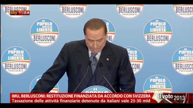 IMU, Berlusconi: restituzione finanziata da accordo Svizzera