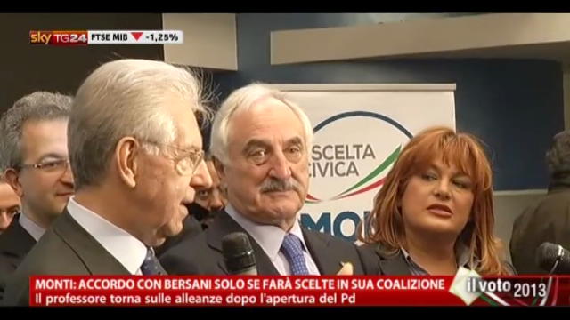 Monti: accordo con Bersani solo se farà scelte in coalizione