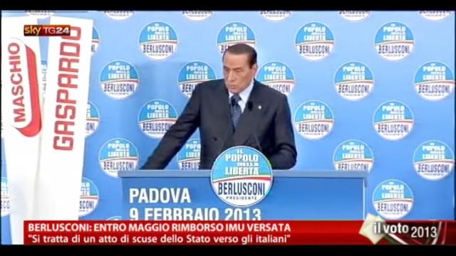 Berlusconi: entro maggio rimborso IMU versata