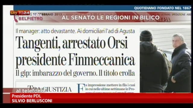 Berlusconi: "Finmeccanica, danno per l'economia".