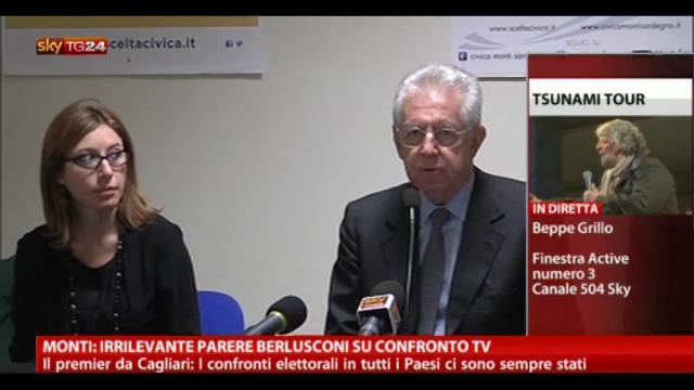 Monti: irrilevante il parere di Berlusconi sul confronto tv