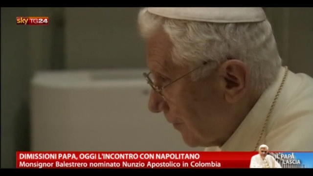 Dimissioni papa, oggi l'incontro con Napolitano