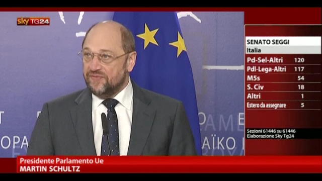 Schulz, risultato elettorale Italia molto difficile per l'UE
