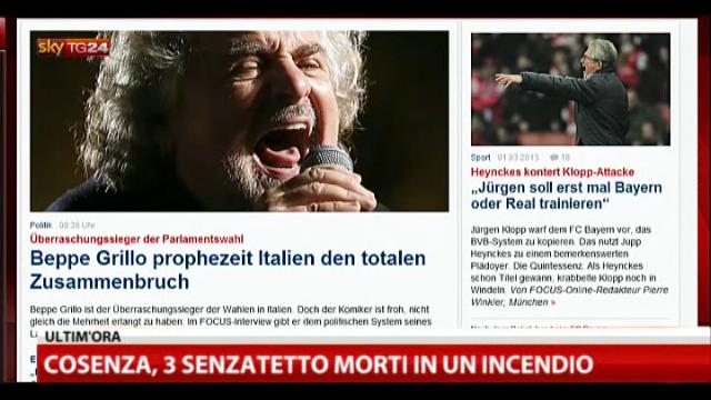 Focus, Grillo: l'Italia è prossima al collasso