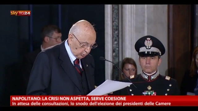 Napolitano: la crisi non aspetta, serve coesione