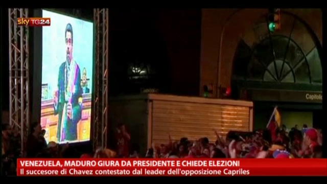 Venezuela, Maduro giura da presidente e chiede elezioni