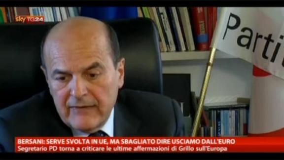 Bersani: serve svolta in UE, ma sbagliato dire fuori da euro