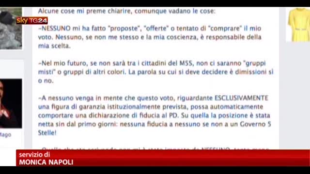 M5S, Vacciano: ho votato Grasso per coscienza