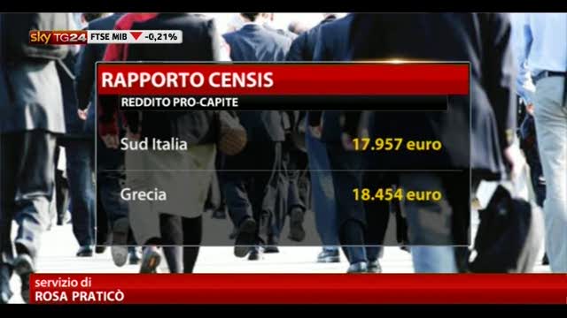 Mezzogiorno, Censis: redditi più bassi che in Grecia
