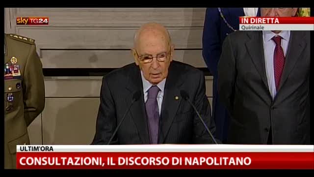 Consultazioni, il discorso di Napolitano
