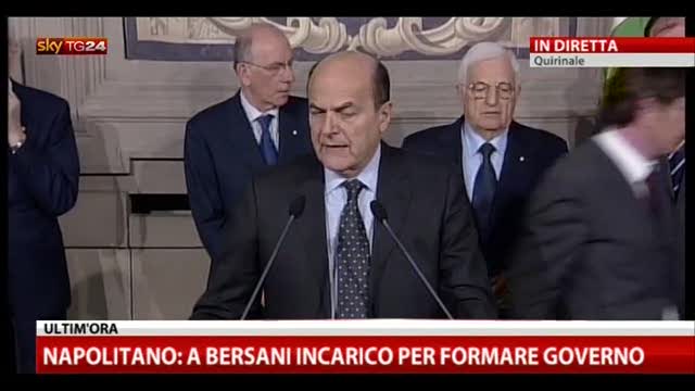 Governo, l'intervento di Bersani dopo aver ricevuto incarico