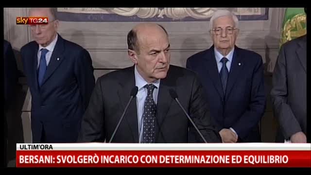 Bersani:svolgerò incarico con determinazione ed equilibrio.