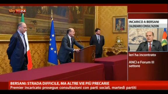 Bersani, premier incaricato prosegue consultazioni