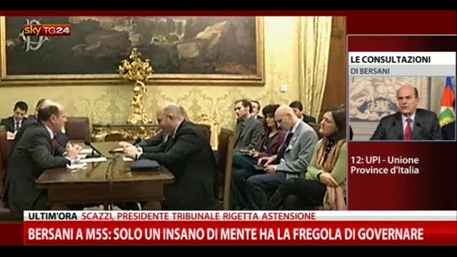 Consultazioni, Bersani incontra delegazione M5S (estratto)