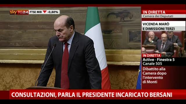 Consultazioni, parla il Presidente incaricato Bersani