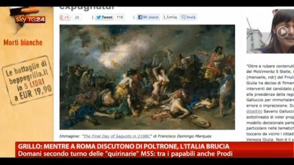 Grillo: "A Roma discutono di poltrone e l'Italia brucia"