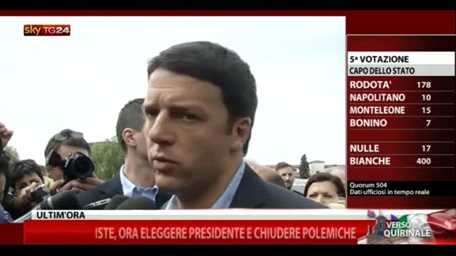 Renzi: Pd esiste, eleggere presidente e chiudere polemiche