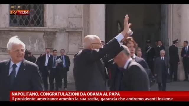 Napolitano, congratulazioni da Obama al Papa
