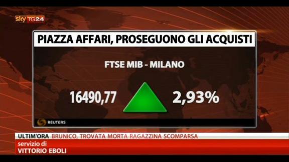 Prosegue l'effetto Napolitano: Piazza Affari +2,9%