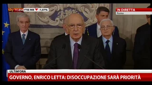 Napolitano: non c'è alternativa a Enrico Letta