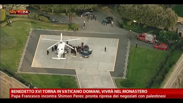 Benedetto XVI torna in Vaticano domani, vivrà nel monastero