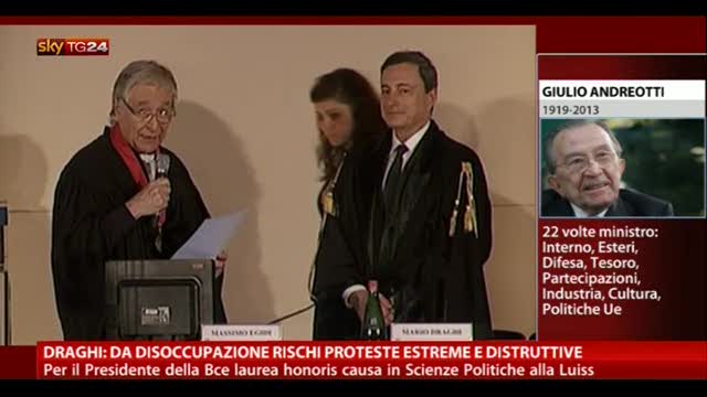 Laurea Honoris Causa in Scienze Politiche per Mario Draghi