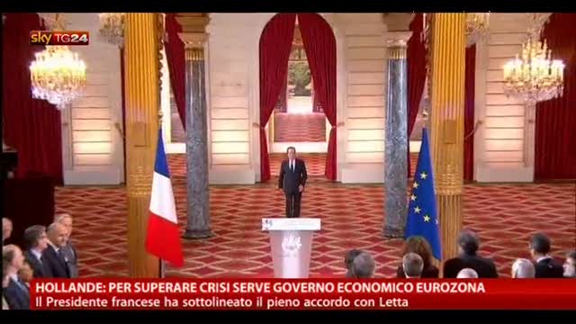 Hollande: per superare crisi serve governo economico UE