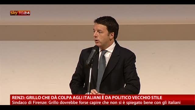 Renzi:Grillo dà colpa a italiani è da politico vecchio stile
