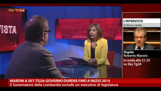 Maroni a SkyTG24: "Il governo durerà fino a inizio 2014"