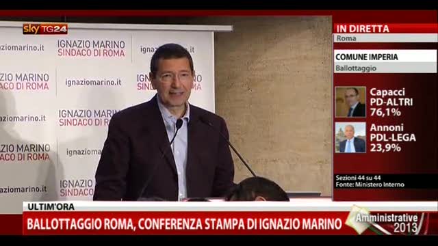 Ballottaggio Roma, conferenza stampa di Ignazio Marino