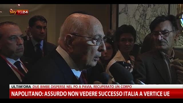 Napolitano: assurdo non vedere successo Italia a vertice Ue