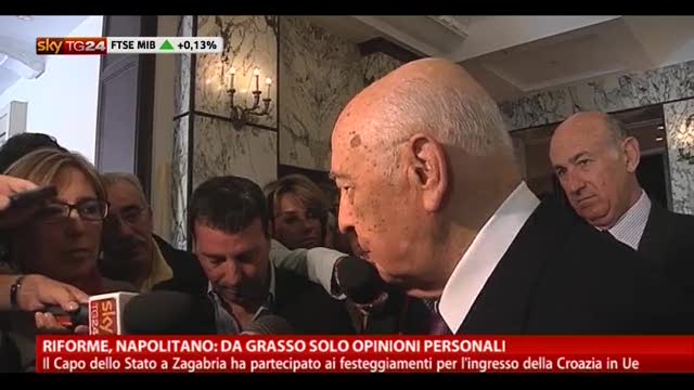 Riforme, Napolitano: "Da Grasso solo opinioni personali"