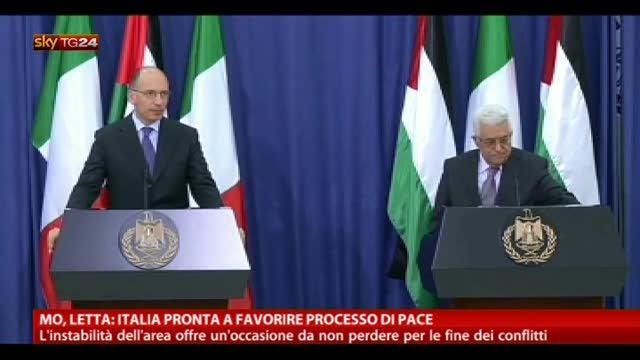 M.O., Letta: "Italia pronta a favorire il processo di pace"