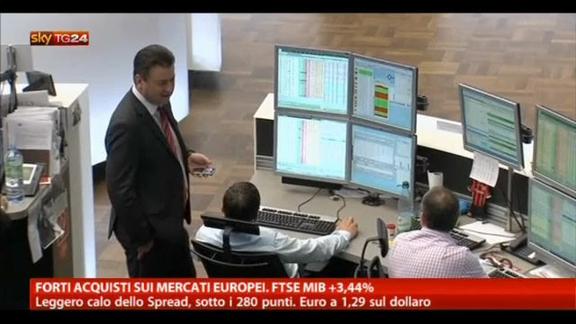 Forti acquisti sui mercati europei, FTSE MIB +3,44%