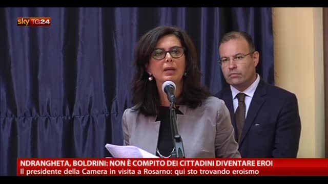 'Ndrangheta, Boldrini: non tocca ai cittadini diventare eroi