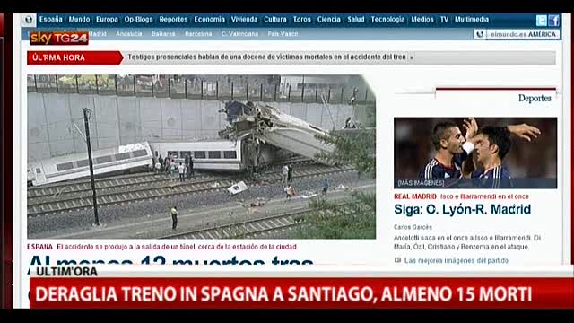 Deraglia treno in Spagna a Santiago, almeno 15 morti