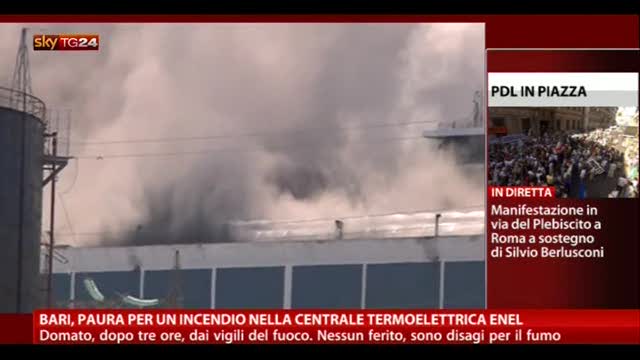 Bari, paura per incendio nella centrale termoelettrica ENEL