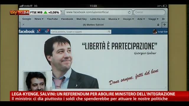 Salvini: referendum per abolire ministero dell'Integrazione