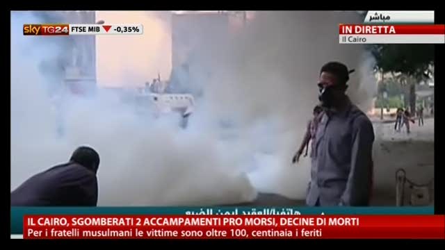 Il Cairo, sgomberati 2 accampamenti pro Morsi,decine i morti