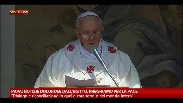 Papa: notizie dolorose dall'Egitto, preghiamo per la pace
