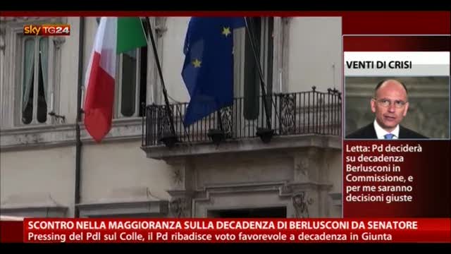 Scontro nella maggioranza sulla decadenza di Berlusconi