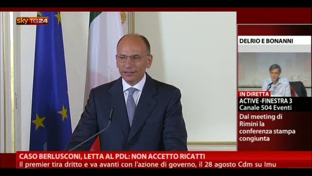 Caso Berlusconi, Letta al PDL: non accetto ricatti