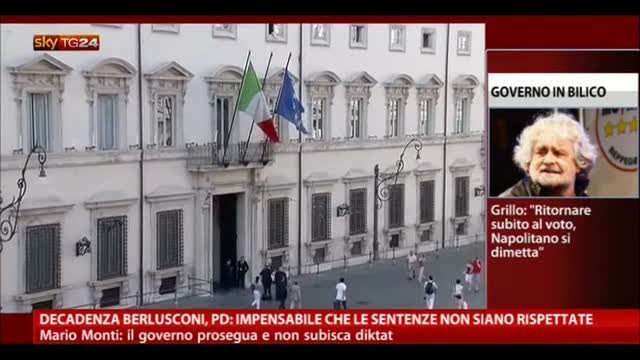 Decadenza Berlusconi, Monti: il governo prosegua