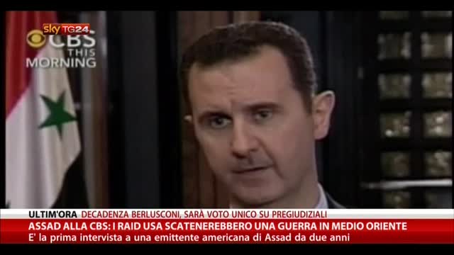 Assad alla CBS: raid USA scatenerebbero guerra Medio Oriente