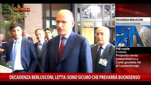 Decadenza Berlusconi, Letta: sicuro che prevarrà buonsenso