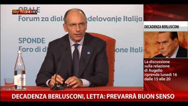 Decadenza Berlusconi, Letta: "Prevarrà il buon senso"